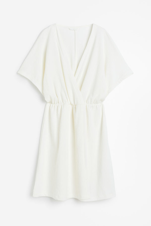 H&M Crinkled Wrap Dress White