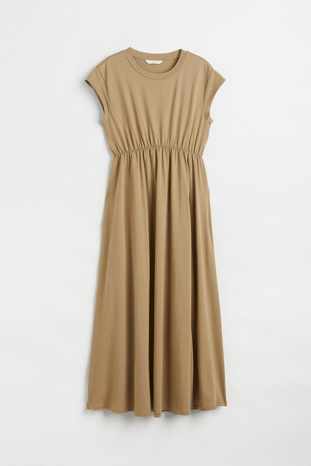 H&M Mama Calf-length Jersey Dress Beige