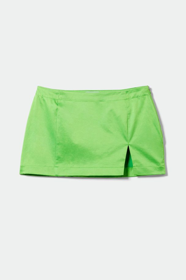 Weekday Moa Satin Mini Skirt Lime