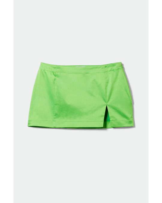 Weekday Moa Satin Mini Skirt Lime