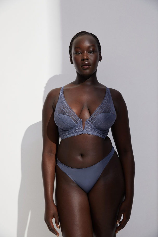 H&M Padded Underwired Lace Bra Blue