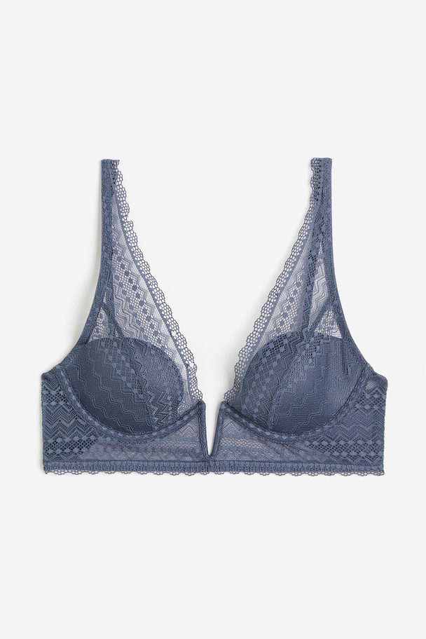 H&M Padded Underwired Lace Bra Blue