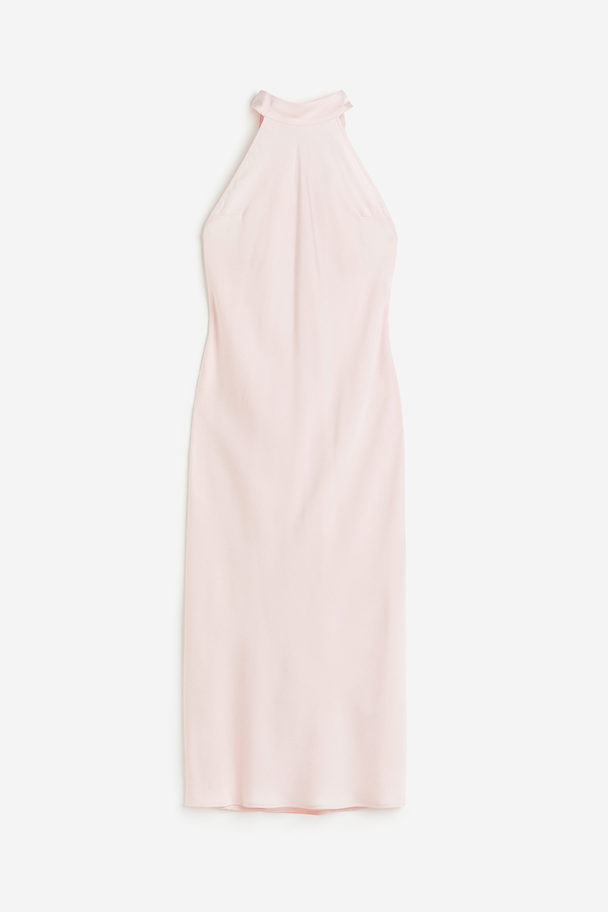 H&M Open-back Satin Dress Light Pink