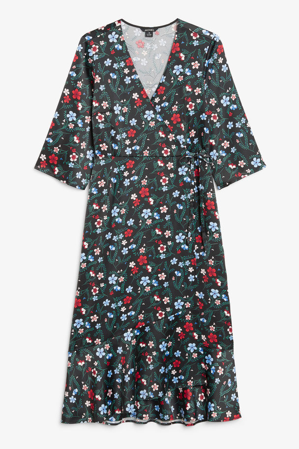 Monki Wrap Front Maxi Dress Floral Print
