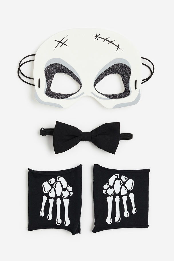H&M Vierdelige Halloweenset Wit/skelet
