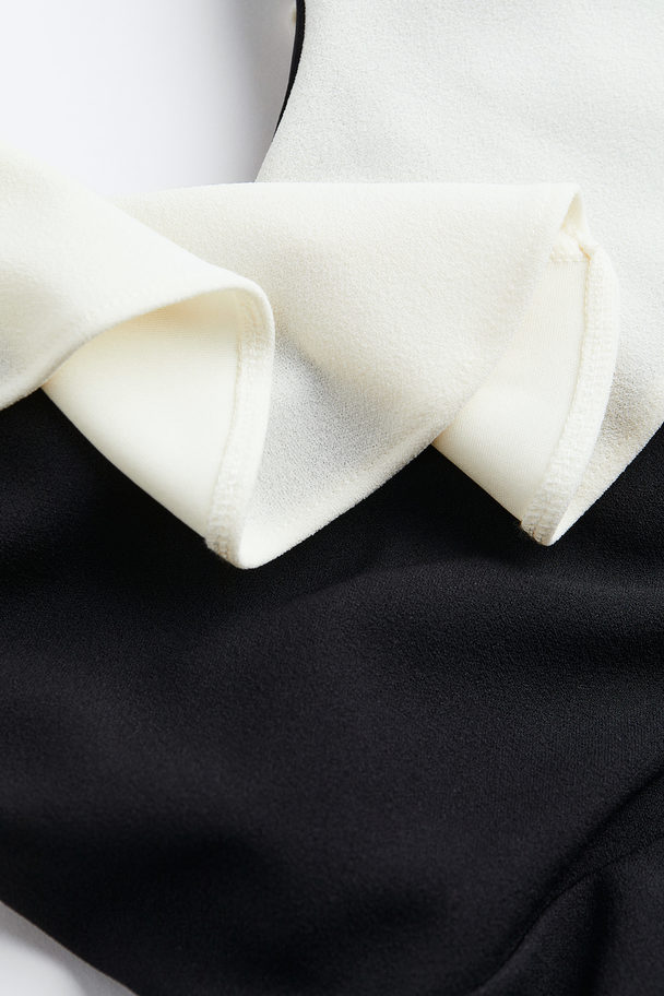 H&M Flounce-trimmed Jumpsuit Black/white