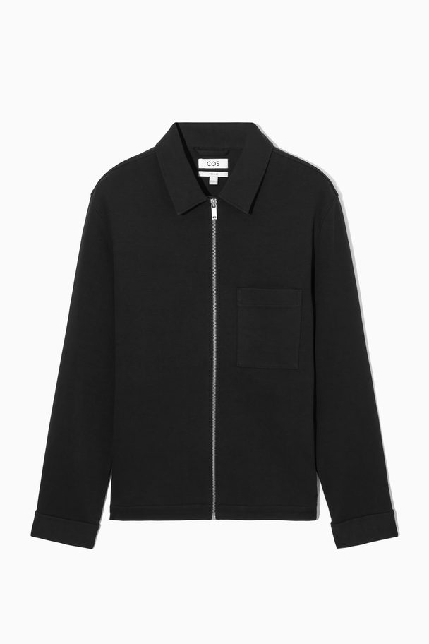 COS Cotton-jersey Zip-up Jacket Black