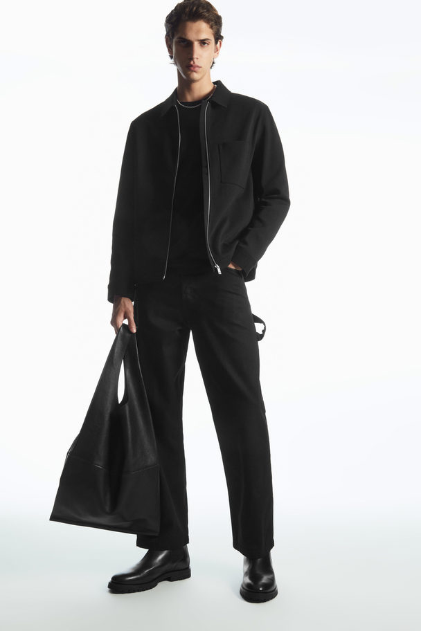 COS Cotton-jersey Zip-up Jacket Black