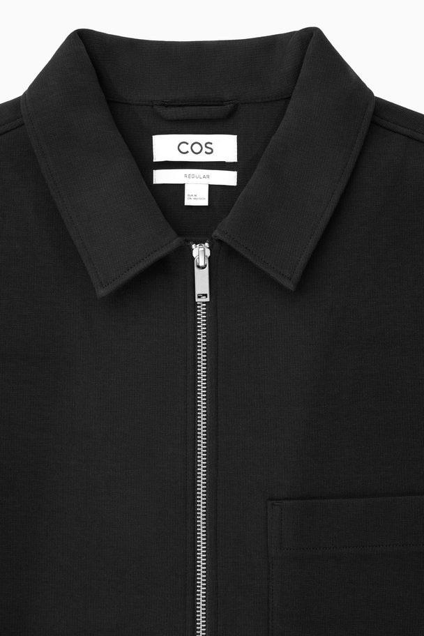 COS Cotton-jersey Zip-up Jacket Black