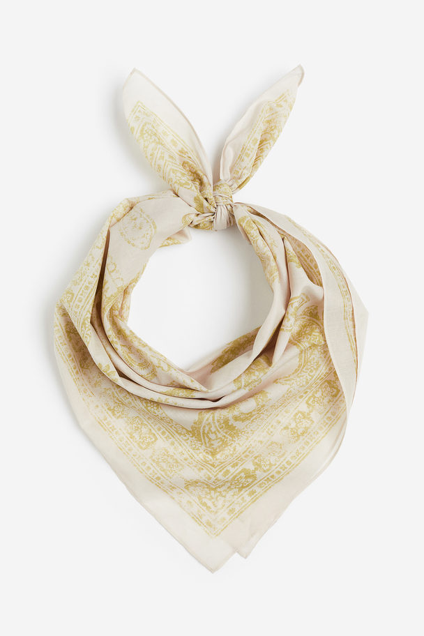 H&M Bomullsscarf Beige/mönstrad