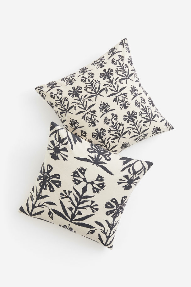 H&M HOME 2-pack Patterned Cushion Covers Natural White/floral