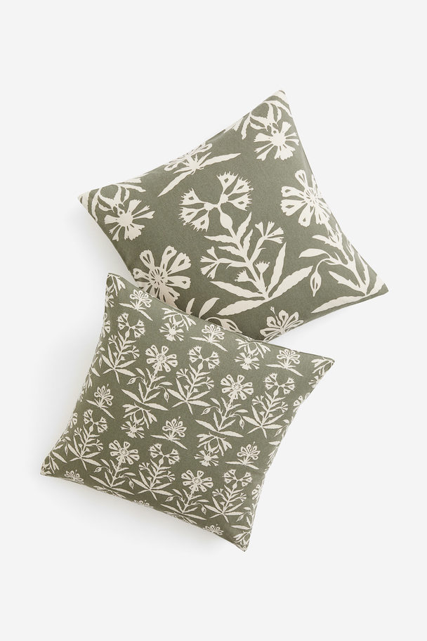 H&M HOME 2-pack Patterned Cushion Covers Green/patterned