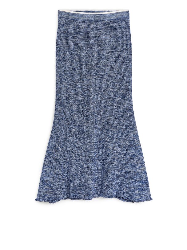 ARKET Rib-knitted Skirt Blue Melange