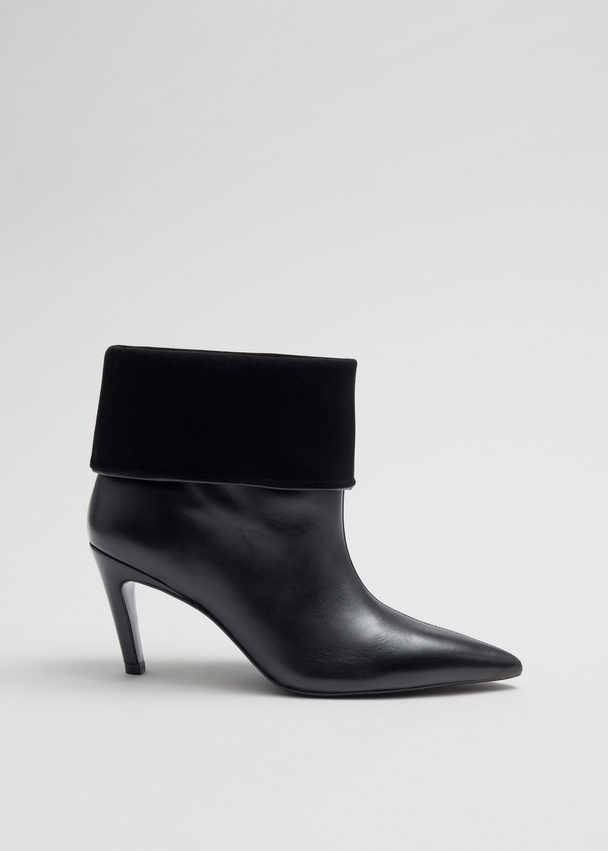 & Other Stories Fold-over Shafts Ankle Boots Black