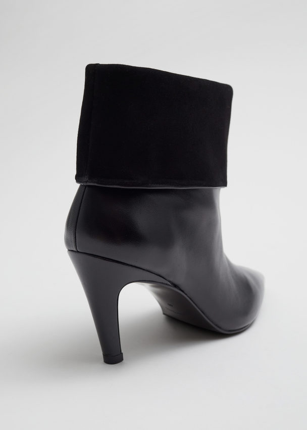 & Other Stories Fold-over Shafts Ankle Boots Black