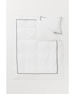 Cotton Percale Single Duvet Cover Set White/black