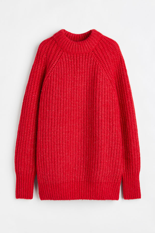H&M Gerippter Pullover aus Wollmix Rot