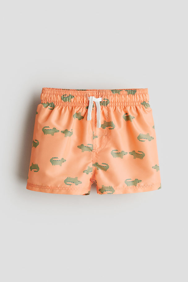 H&M Patterned Swim Shorts Orange/crocodiles