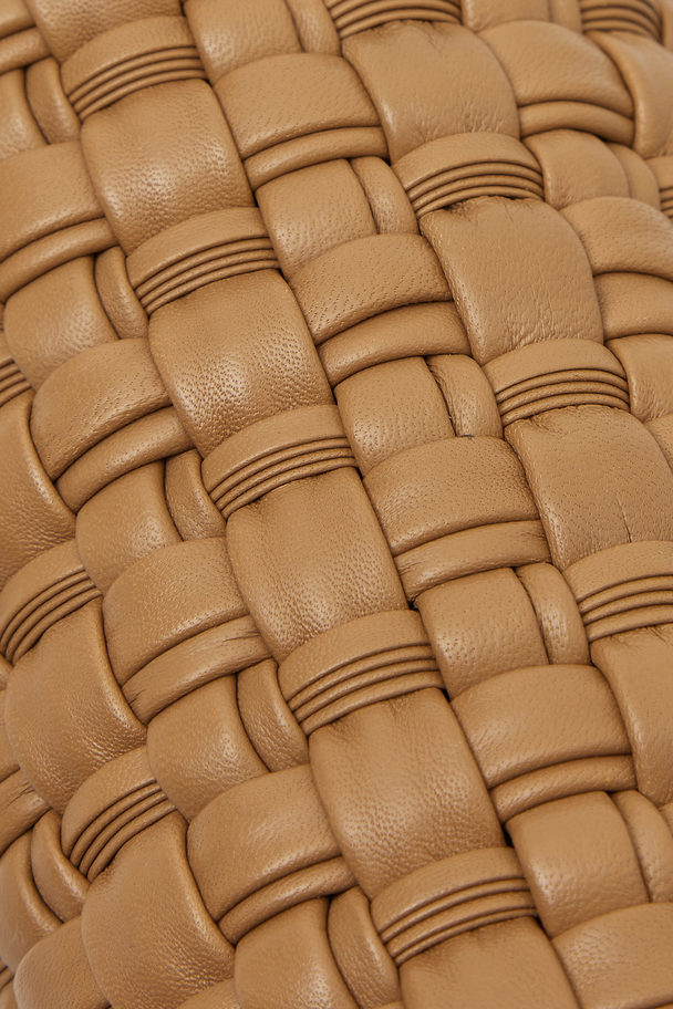 COS Braided Barrel Shoulder Bag - Leather Beige