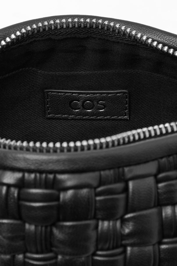 COS Braided Barrel Shoulder Bag - Leather Black