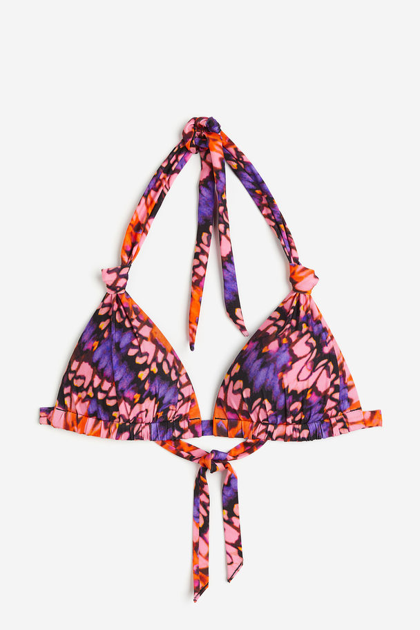 H&M Push-up Triangel-Bikinitop Schwarz/Gemustert