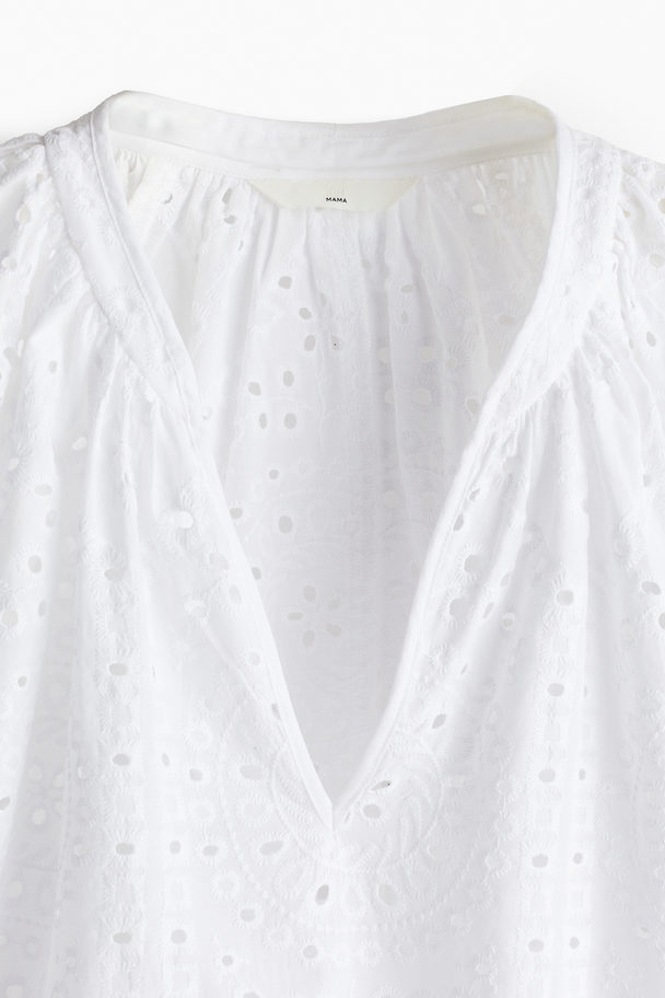 H&M Mama Blouse Met Broderie Anglaise Wit