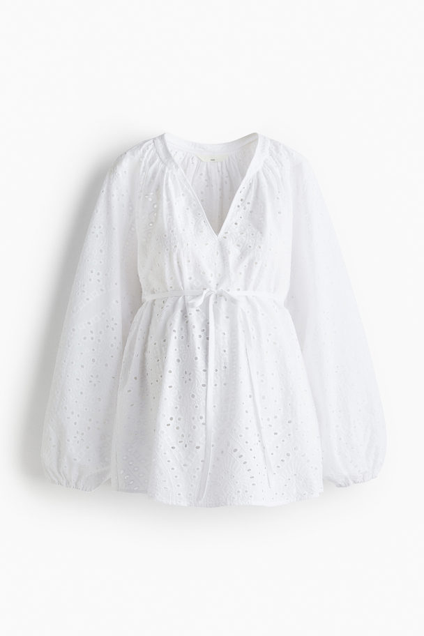 H&M Mama Blouse Met Broderie Anglaise Wit