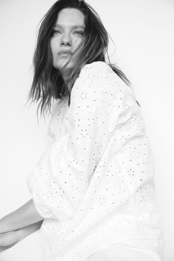 H&M Mama Broderie Anglaise Blouse White