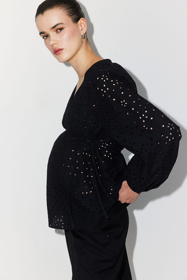 H&M Mama Broderie Anglaise Blouse Black