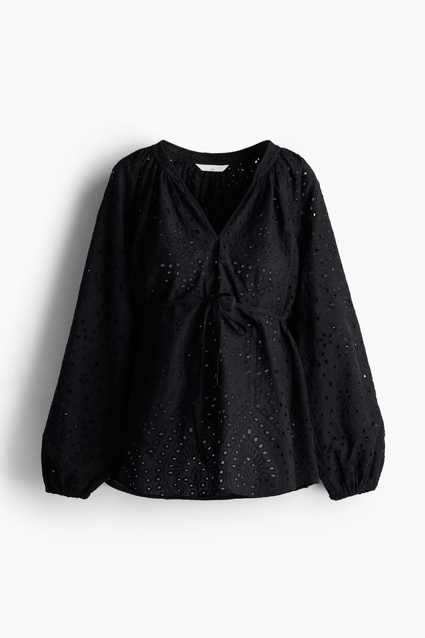 H&M Mama Broderie Anglaise Blouse Black