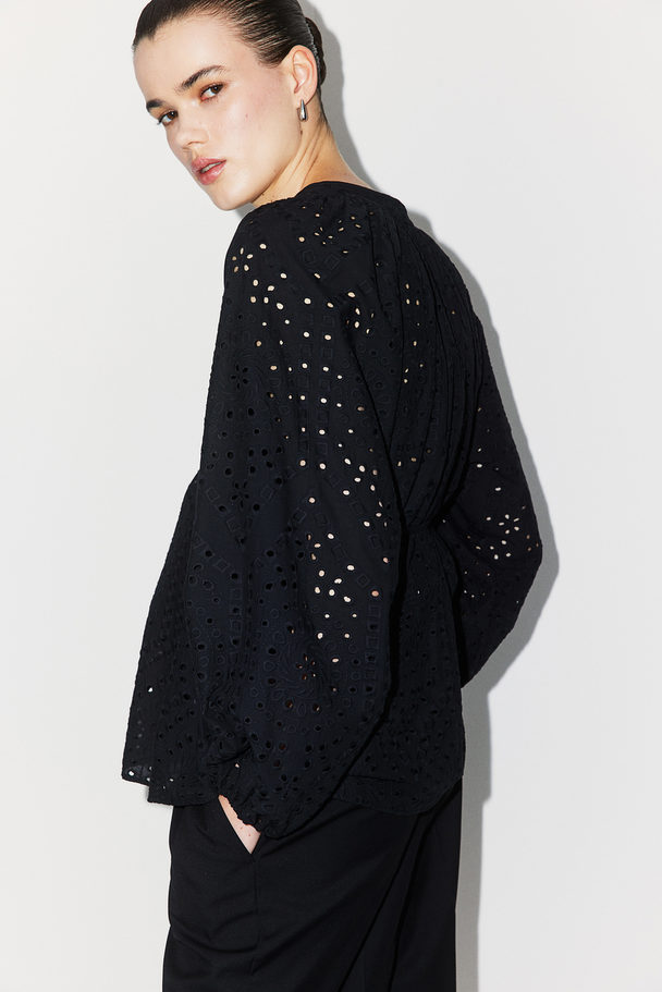 H&M Mama Broderie Anglaise Blouse Black