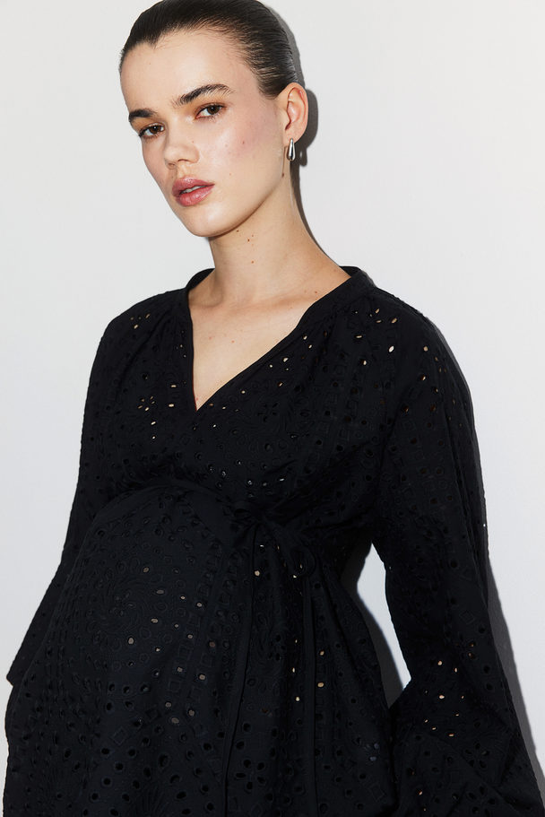 H&M Mama Broderie Anglaise Blouse Black