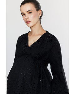 Mama Broderie Anglaise Blouse Black