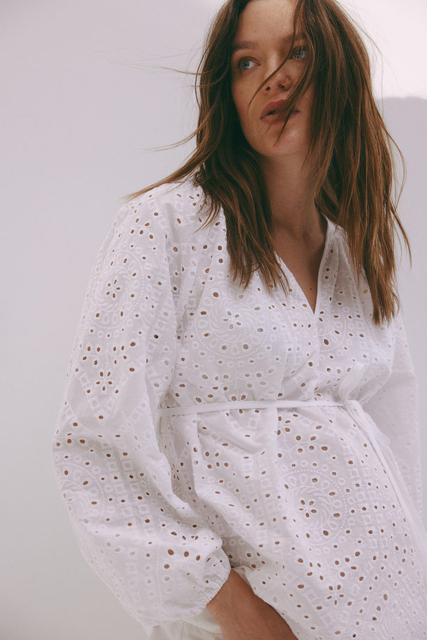 H&M Mama Blus Med Broderie Anglaise Vit