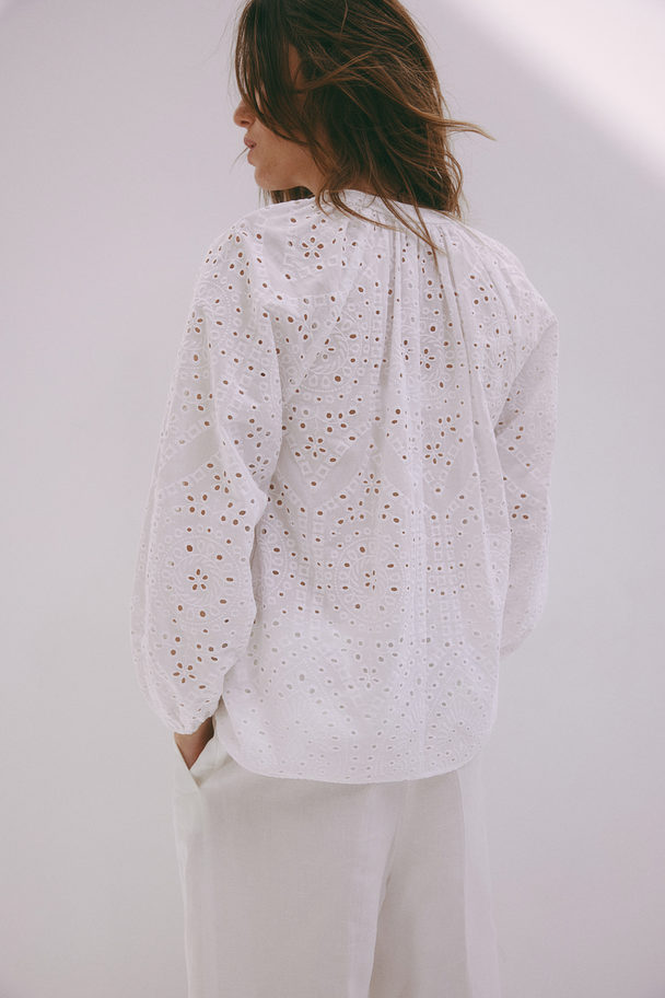 H&M Mama Blouse Met Broderie Anglaise Wit