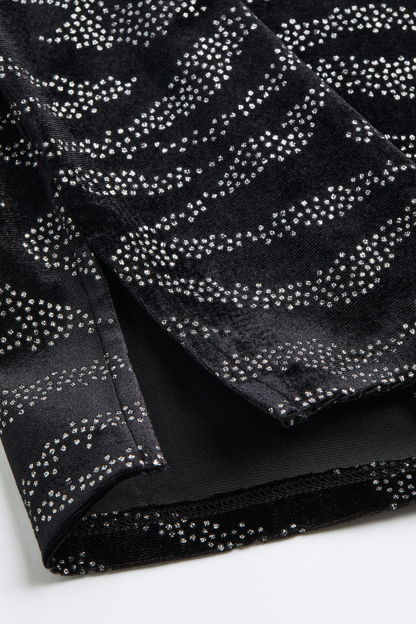 H&M Velour Dress Black/zebra Print