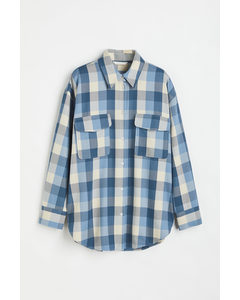 Oversized Twill Overshirt Blauw/geruit