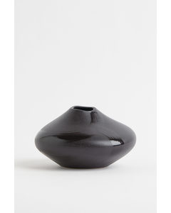Asymmetric Stoneware Vase Black