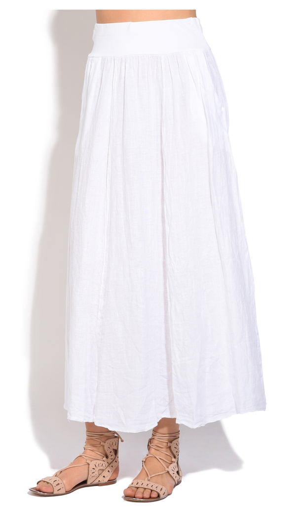 Le Jardin du Lin Fluid Long Skirt With Pockets And Elastic Waistband