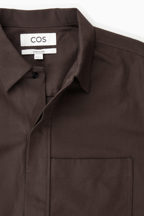 COS Oversized Cotton-twill Shirt Dark Brown