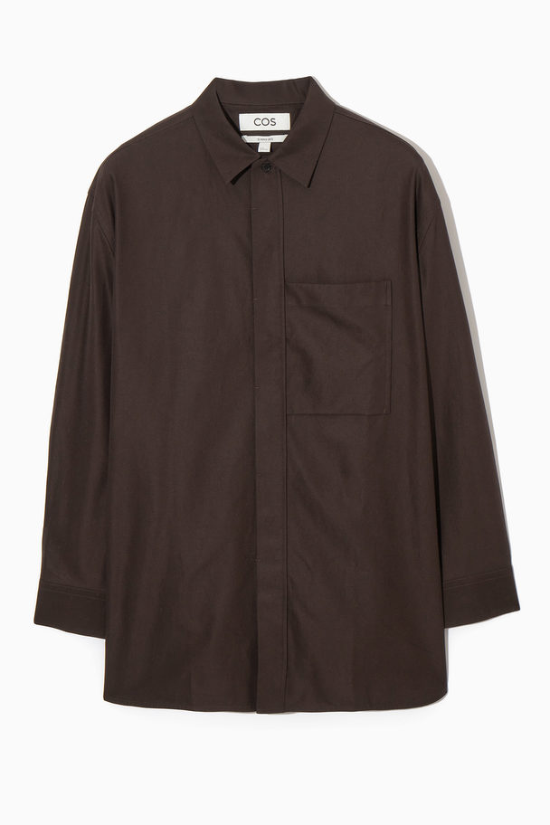 COS Oversized Cotton-twill Shirt Dark Brown