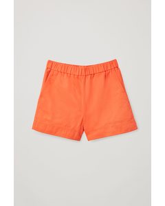 Cotton-linen Shorts Bright Orange