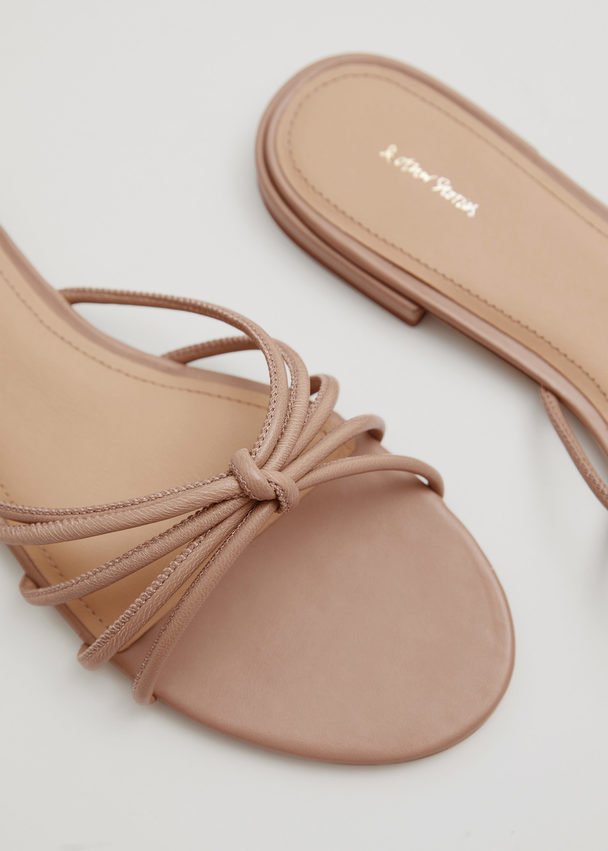 & Other Stories Strappy Leather Slides Ecru