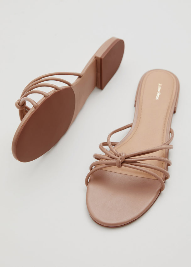 & Other Stories Strappy Leather Slides Ecru