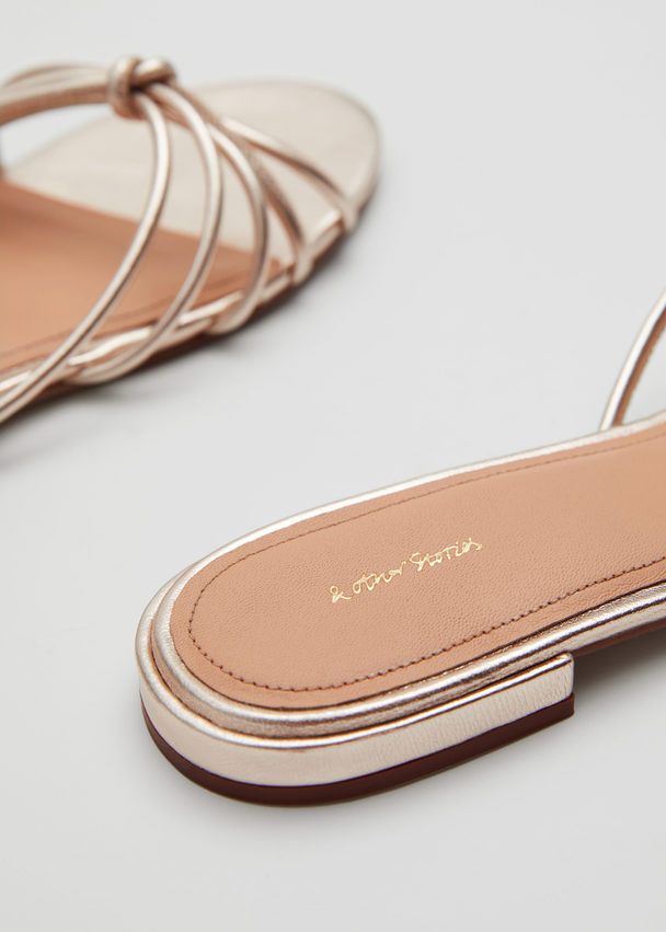 & Other Stories Strappy Leather Slides Light Gold