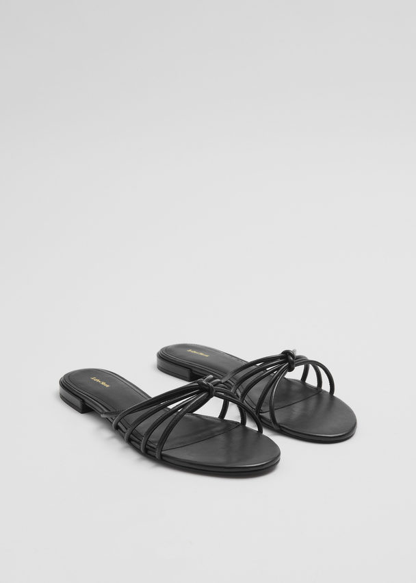 & Other Stories Strappy Leather Slides Black