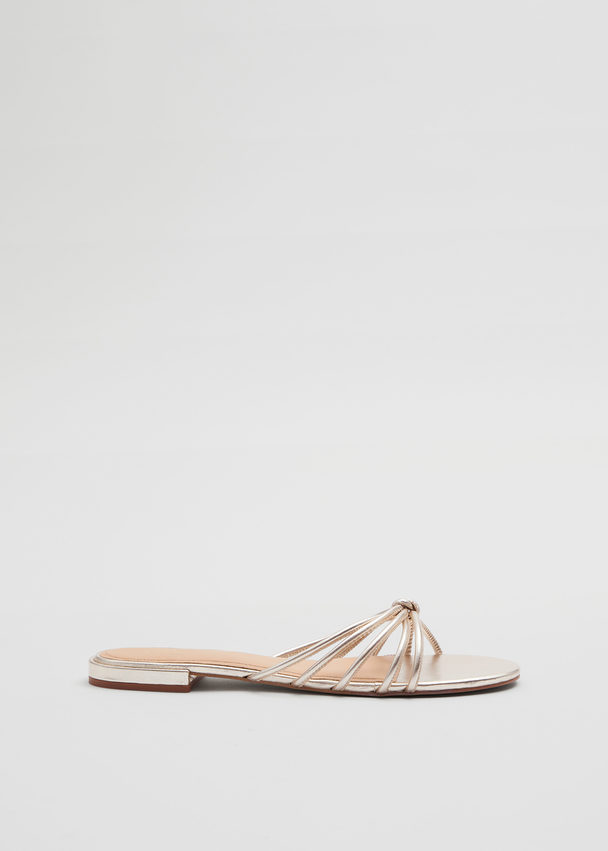 & Other Stories Strappy Leather Slides Light Gold
