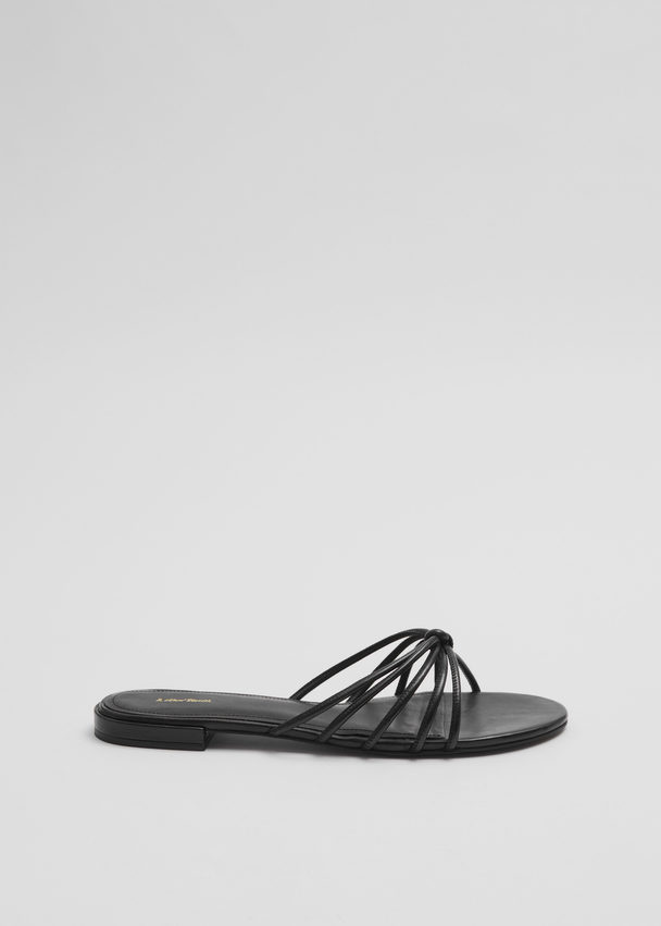 & Other Stories Strappy Leather Slides Black