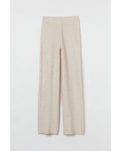 Knitted Trousers Light Beige Marl