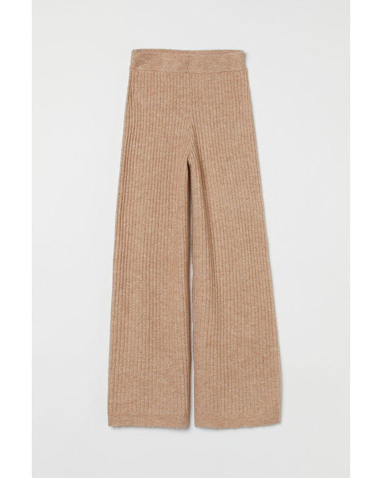 H&M Knitted Trousers Beige Marl